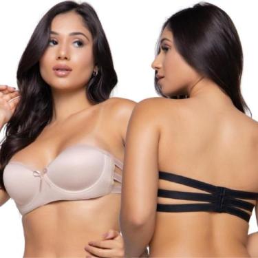 Imagem de Kit 2 Sutiã Frente Única Feminino sem alça Reforçado 3 Tiras Com Bojo 