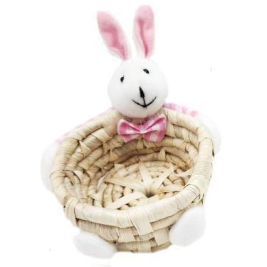 Imagem de Cesto De Palha Com Coelhinho Para Páscoa Caça Aos Ovos 1 Und - Wincy, 