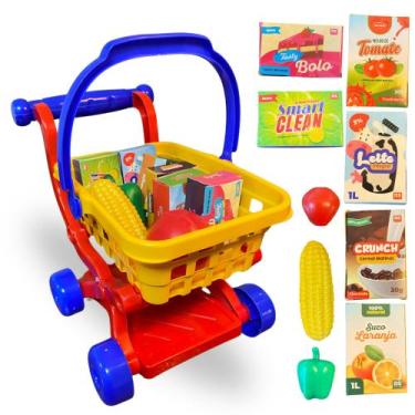 Imagem de Kit Mercadinho Cozinha Infantil Carrinho Brinquedo De Menina - BS TOYS