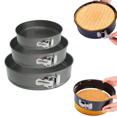 Imagem de Kit 3 Formas Para Bolo Torta Com Fundo Removível Premium - HUVI