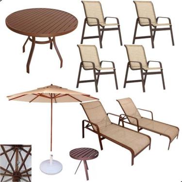 Imagem de Kit Jogo De Mesa Aluminio Móveis Para Área Piscina Completo - Nossa Ka