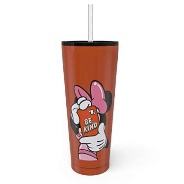 Imagem de Zak Designs Disney Minnie Mouse Copo de viagem de aço inoxidável isolado a vácuo com tampa à prova de respingos, inclui canudo de plástico reutilizável e cabe em porta-copos de carro (18/8 SS, 740 ml, Sure Thing)