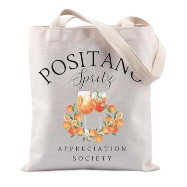 Imagem de Lywjyb Birdgot Positano Rosa Toranja Spritz Sacola Tema Bebida Presente Sul da Itália Lembrança Presente para Amantes da Itália, Bolsa Positano Spritz, Large