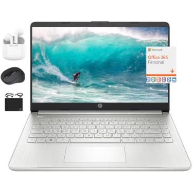 Imagem de HP Notebook de 35.6 cm 2024 mais novo notebook fino leve estudantes negócios, quad-core Intel N4120, 16 GB RAM, 384 GB (128 GB eMMC + cartão de 256 GB) 1 ano Office 365, Webcam WiFi, Windows 11S,