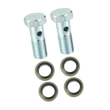 Imagem de VekAuto Conjunto de 2 conjuntos de kit adaptador de freio de parafuso banjo universal M10 x 1,25 parafuso de rosca de linha de freio com arruelas acessórios automotivos