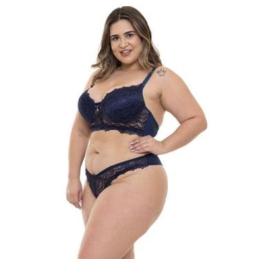 Imagem de Conjunto Rendado Marinho Sepie 14314 Plus Size, Marinho, 52