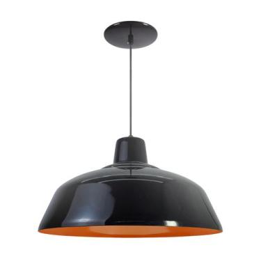 Imagem de Kit 8 Luminária Pendente Retro 40cm Interior Laranja Com Fiação 110/22