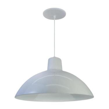 Imagem de Kit 5 Luminária Pendente Chinesa 33cm Interior Branco Brilho Com Fiaçã