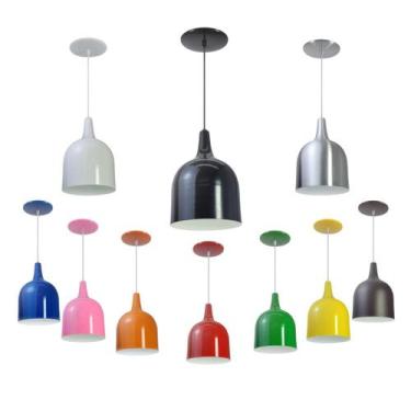 Imagem de Kit 10 Luminária Pendente Gota Com Interior Branco Brilho Com Fiação 1