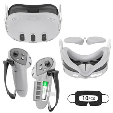 Imagem de Tyasoleil VR Silicone Case for Meta Quest 3, Design Upgraded Accessories for Oculus Quest 3, Face Cover, Controller Grips (Grey)
