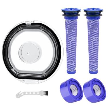Imagem de ilovelife Tampa de lixeira e 2 pinos e 2 pré-filtros de substituição para aspirador de pó sem fio Dyson V7 V8 Animal Absolute Motorhead, V7 V8, acessórios de reposição