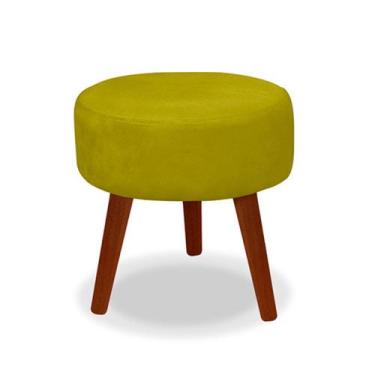 Imagem de Puff Redondo Decorativo Danny Amarelo Pés Palito - Casa da Poltrona