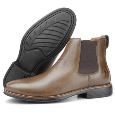 Imagem de Bota Botina Chelsea Masculina de Couro Cano Curto Tabaco 101 - Galozé,