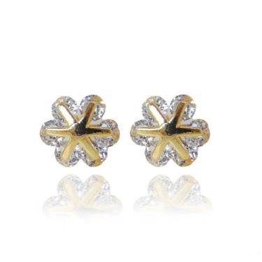 Imagem de Brinco Pequeno De Flor Trabalhada Em Zircônias - Floratta Joias