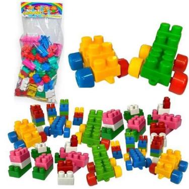 Imagem de Blocos De Montar Grandes Infantil Bebê Coloridos 104 Peças - BG PLAS