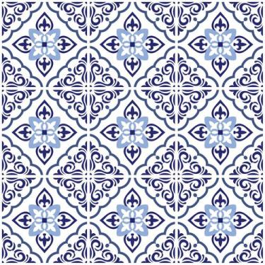 Imagem de Adesivo de Azulejo Hidráulico Azul Clássico 20x20cm 48un - Quartinhos