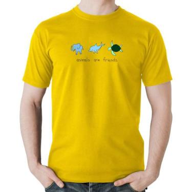 Imagem de Camiseta Algodão Animals are friends - Foca na Moda, Amarelo, GGG