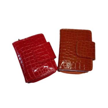 Imagem de Carteira Feminina Pequena Croco Verniz Animal Print Estilosa - DRACMA,