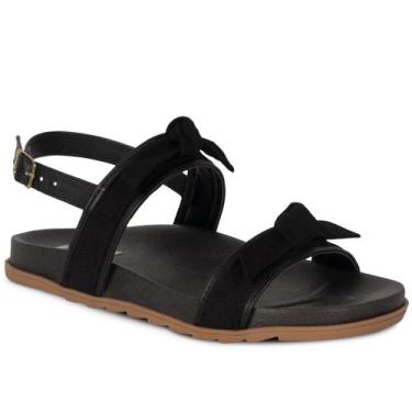 Imagem de Sandália Papete Chinelo Feminino Fivela Enfeite Laço - Takata, Preto, 