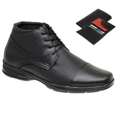 Imagem de Bota Masculina Botina Coturno Cano Baixo em Couro + Carteira - Gmm Sho