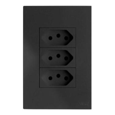 Imagem de Tomada Tripla 10a 4x2 Grafite Fosco Recta Satin Blux, Grafite