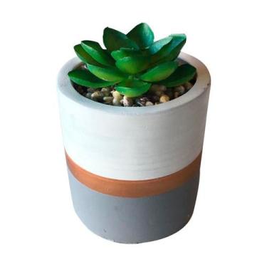 Imagem de Mini Suculenta Artificial+ Vaso Cimento Decorativo Tam Médio - NS