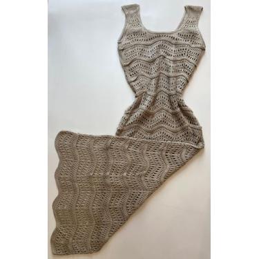 Imagem de Vestido Midi Feminino rendado onda tricô crochê forrado linha premium 