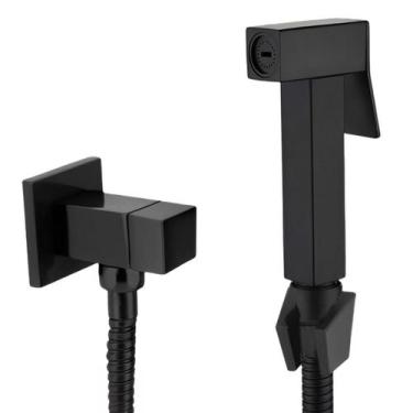 Imagem de Ducha Higienica Quadrada Preto Fosco Black Matte Para Banheiro Lavabo 