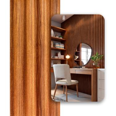 Imagem de Painel Ripado Cor: Nogueira de uso Interno em WPC Soft 2,90m x 19cm