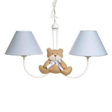 Imagem de Lustre 2L Simples Com 2 Ursos Com Laço Quarto Bebê Infantil - Potinho 