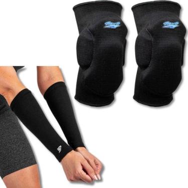 Imagem de Kit  Vôlei Joelheira Rehr Manguito  Poker Power Profissional, Preto, G