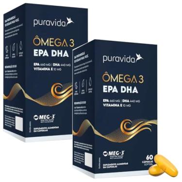 Imagem de Kit 2 Ômega 3 EPA DHA com Vitamina E Puravida 60 Cápsulas