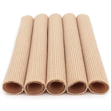 Imagem de Dr. Tubos de dedo do pé - 3 peças - Protetores de manga de tecido com forro de gel Os dedos para evitar milho, calos e bolhas - Joanetes doloridos milhos Martelo Dedo gel Separadores Protetor de dedos, 5 Pack | Medium 3/4" Diameter