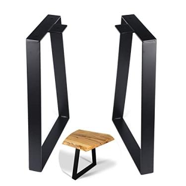 Imagem de Osring Pernas de mesa trapézio de 45 cm, 2 peças, perna de móveis de aço sólido para mesa de centro, suporte de TV e banco externo, preto