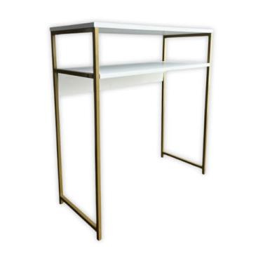 Imagem de Mesinha Bancada para Manicure Estilo Industrial Tampo de MDF e pés de Metal Multiuso