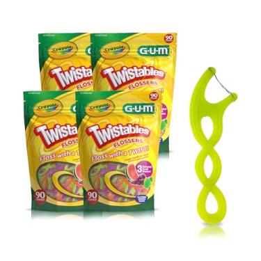 Imagem de GUM Crayola Twistables Fio dental infantil com flúor - Projetado para mãos pequenas - Três sabores divertidos de frutas - Palitos de fio dental infantis fáceis de usar para crianças a partir de 3
