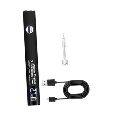 Imagem de ＡＷＨＡＯ Kit de ferro de solda sem fio portátil tensões ajustáveis ​​para reparo de eletrodomésticos premium 510 thread usb recarregável, Conjunto Preto