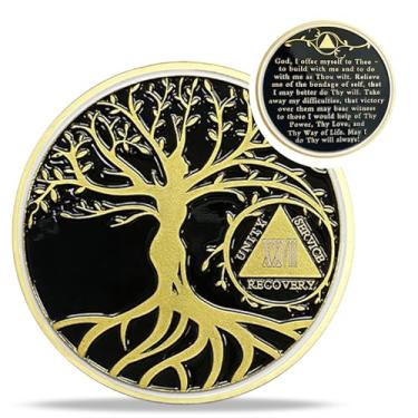 Imagem de Moeda de sobriedade de 27 anos - Moedas AA da árvore da vida de ouro - Recuperar chips e medalhões AA - 1-40 fichas de sobriedade Prime Living Clean - Presentes de narcóticos, alcoólicos anônimos para