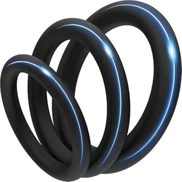 Imagem de Brinquedos sexuais Anel de silicone para pênis - Dispositivo de estimulação sexual de galo Preto com 3 peças de tamanhos diferentes para melhorar a ereção, longa duração, mais forte,