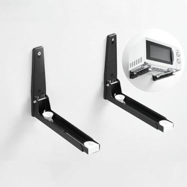 Imagem de WDCFXY Suporte de parede de prateleira de micro-ondas de aço inoxidável 304, kit de montagem de micro-ondas, dobrável, 20 x 21,6 cm, conjunto de 2