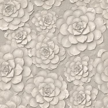 Imagem de MAGAFA Papel de parede 3D cinza suculentas rosa descascar e colar papel de parede autoadesivo com textura removível para locatário de quarto, papel de contato amigável para quarto, forro de prateleira