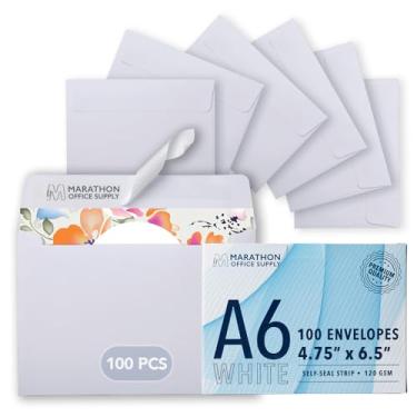 Imagem de Envelopes brancos MOS A6 4,75 x 16,5 polegadas, pacote com 100 — Envelopes de convite pesados autoselados para cartões comemorativos, cartões de presente, casamentos, correspondências comerciais