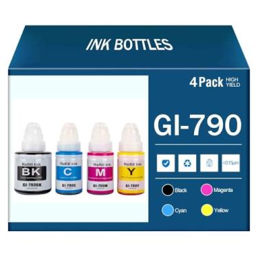 Imagem de YIZHIYZ Compatível com refil de tinta GI-790 GI-790BK GI-790C GI-790M GI-790Y Substituição para Canon PIXMA G1000 G1010 G2000 G2002 G2010 G3000 G3010 G4000 G4010 Impressora Preto 135 ML, CMY 70 ml), 4