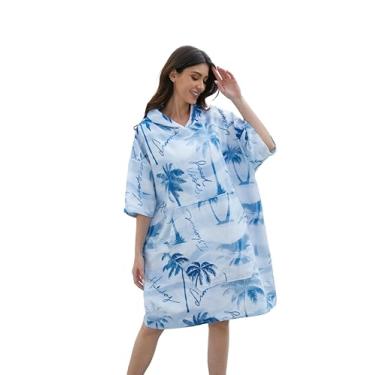 Imagem de NUBURGREY Toalha para troca de poncho de surfe, roupão de banho de secagem rápida com bolso, tecido felpudo plus size, toalha de natação, homens e mulheres, poncho com capuz