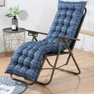 Imagem de Almofada para espreguiçadeira com laços, almofada confortável e durável para cadeira de pátio ao ar livre, jardim, piscina, almofadas de banco longo(Navy blue,53 * 180cm)