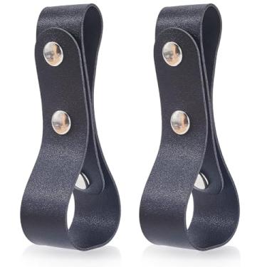 Imagem de GORGECRAFT Coldre chicote de couro PU 2 peças 38 x 3,5 cm suporte de cinto chicote preto Indiana Jones suporte de chicote macio e confortável feito à mão para chicote de corda de laço e chicotes