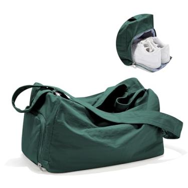 Imagem de Bolsa de ginástica pequena para mulheres com compartimento para sapatos, bolsa esportiva para viagens, bolsa de ombro para noite, Azul