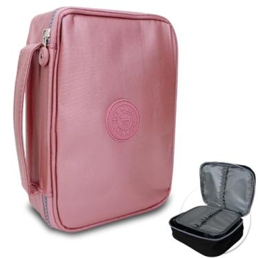 Imagem de Genérico Bolsa Escolar Case Caixa Nylon Tactel Rosa Metalizado Zíper 100 Lápis 25 Elásticos