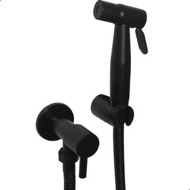 Imagem de Ducha Higienica Completa Preta Inox 304 Gatilho Registro1/4 De Volta M