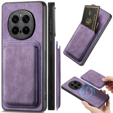 Imagem de Ysnzaq Capa de telefone carteira magnética 2 em 1 para Honor Magic7 para homens e mulheres, capa de couro PU premium fina com slots de cartão destacáveis para Honor Magic7 FKB Retro Roxo